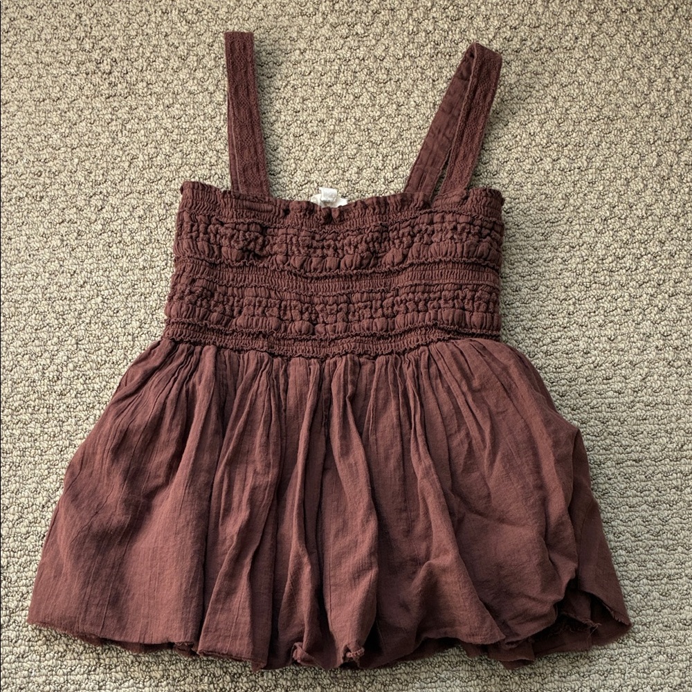 Brown Babydoll top Lucky Brand